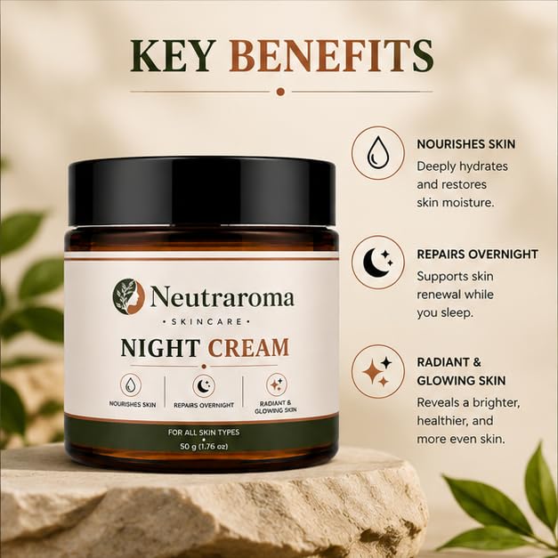 Night Cream 50g | Face Moisturizer for Women & Men | Overnight Hydrating Cream | Nourishing Facial Cream for Dry, Normal & Combination Skin