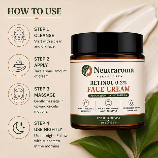 Retinol 0.2% Face Cream | Retinol Moisturizer for Women & Men | Daily Hydrating & Nourishing Facial Cream | 50g