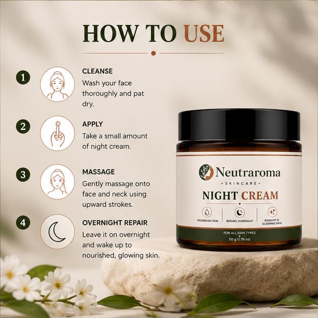 Night Cream 50g | Face Moisturizer for Women & Men | Overnight Hydrating Cream | Nourishing Facial Cream for Dry, Normal & Combination Skin
