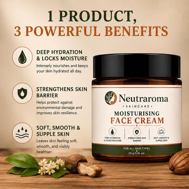 Moisturising Face Cream | Daily Moisturizer for All Skin Types | Hydrating Face Cream for Women & Men | Soft & Smooth Skin Care Cream | 50g