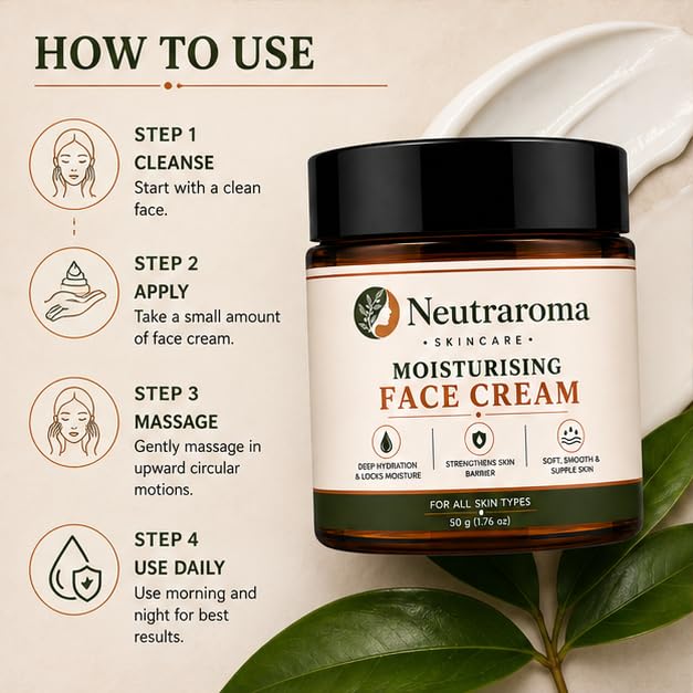 Moisturising Face Cream | Daily Moisturizer for All Skin Types | Hydrating Face Cream for Women & Men | Soft & Smooth Skin Care Cream | 50g