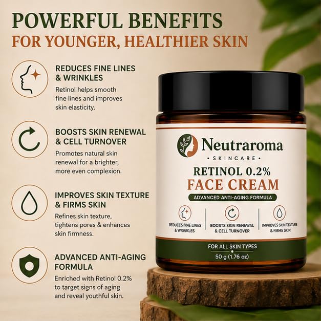 Retinol 0.2% Face Cream | Retinol Moisturizer for Women & Men | Daily Hydrating & Nourishing Facial Cream | 50g