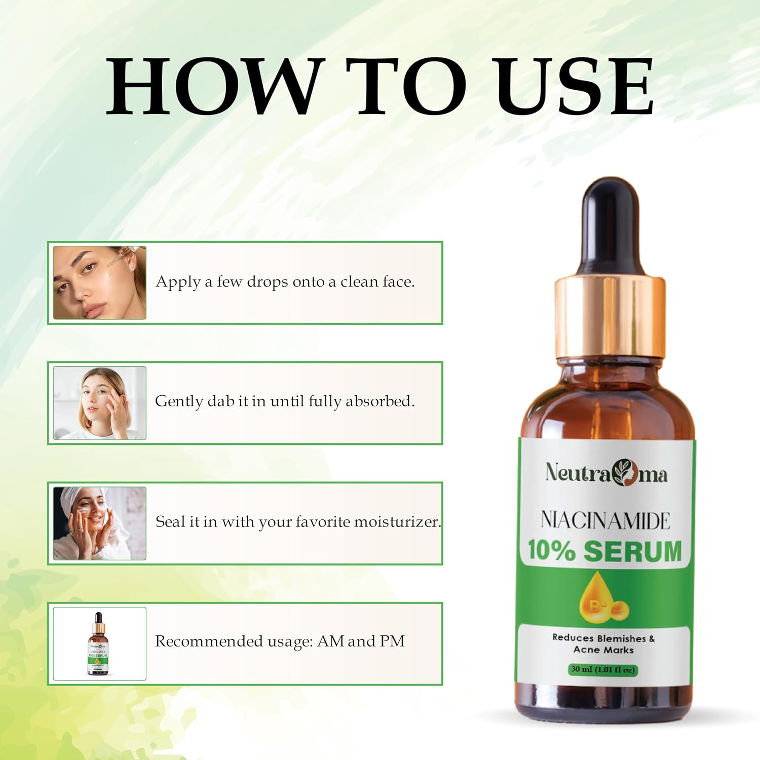 Niacinamide 10% Serum for Dark Spots, Acne Marks & Uneven Skin Tone | Vitamin B3 Brightening Face Serum | Oil Control, Pore Minimizer | 30ml Paraben-Free, Unscented