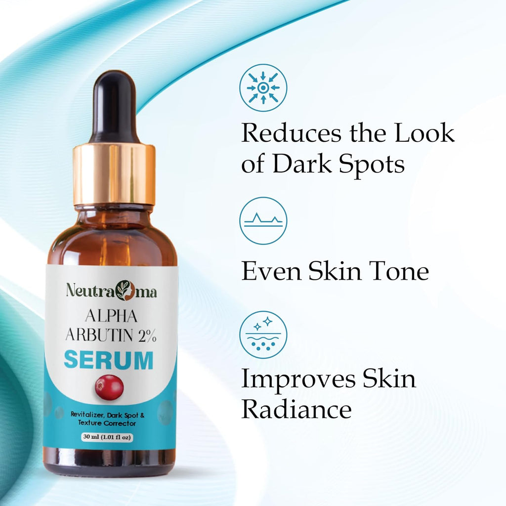 Alpha Arbutin 2% Serum for Dark Spots, Pigmentation & Uneven Skin Tone | Brightening Face Serum with Texture Corrector | Fast Absorbing, Lightweight Formula | 30ml