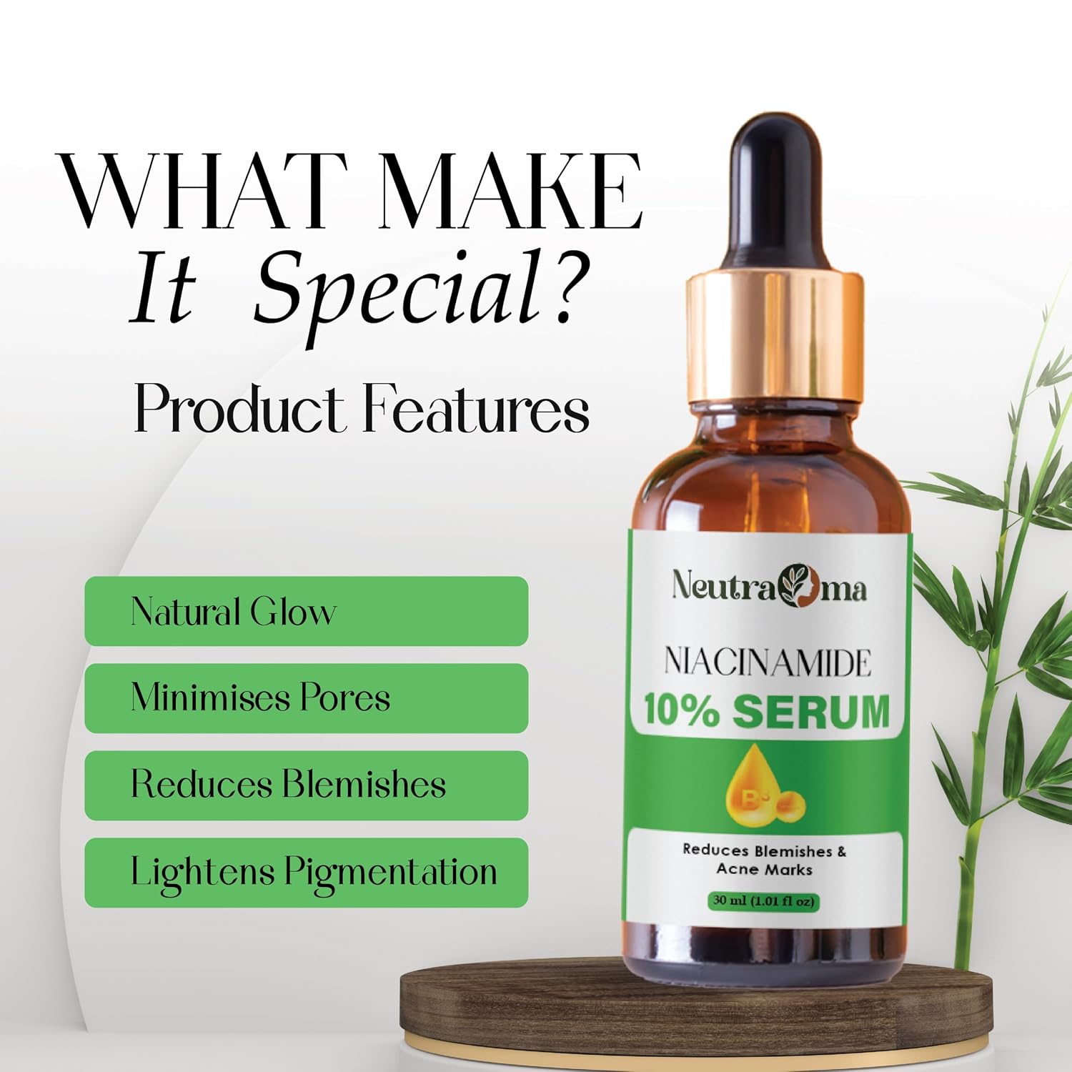 Niacinamide 10% Serum for Dark Spots, Acne Marks & Uneven Skin Tone | Vitamin B3 Brightening Face Serum | Oil Control, Pore Minimizer | 30ml Paraben-Free, Unscented
