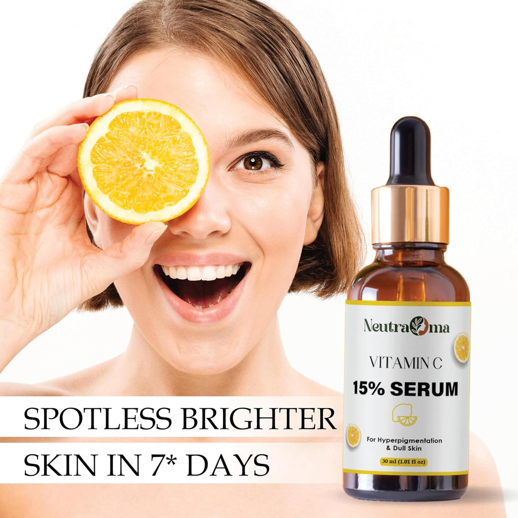 Vitamin C 15% Glow Serum | Targets Dark Spots, Pigmentation & Sun Damage | Radiance Enhancing Facial Treatment | 30ml