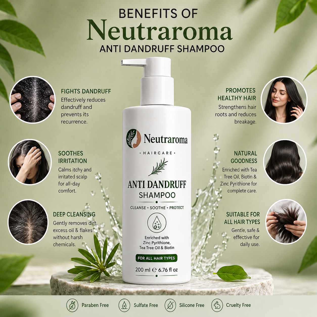 Neutraroma Advanced Anti-Dandruff Shampoo | Flake-Free Hair, Healthy Scalp & Nourished Roots | For All Hair Types | 200ml