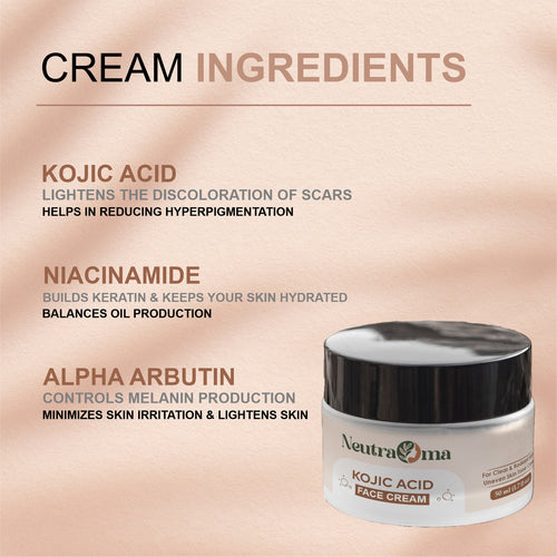 Kojic Acid Cream – Fade Dark Spots, Brighten Skin & Even Tone | Advanced Pigmentation Repair Face Cream | Glowing Skin Formula