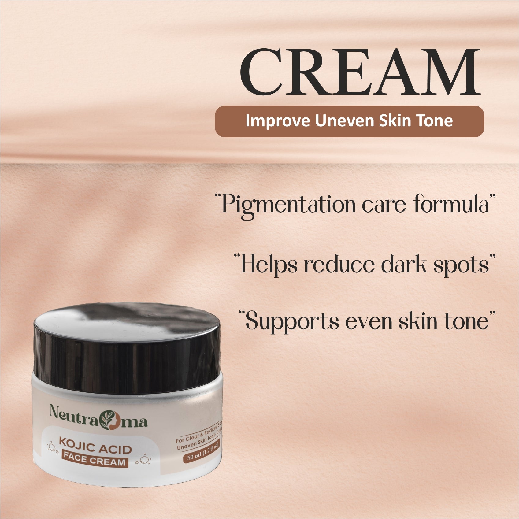 Kojic Acid Cream – Fade Dark Spots, Brighten Skin & Even Tone | Advanced Pigmentation Repair Face Cream | Glowing Skin Formula