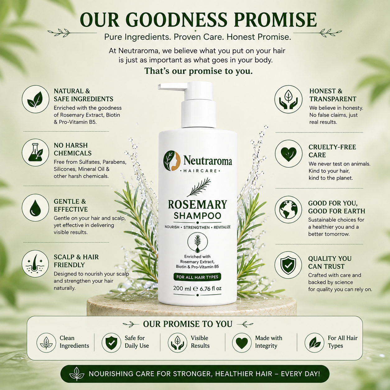 Neutraroma Rosemary Shampoo | Hair Fall Control & Scalp Nourishment | For All Hair Types | 200ml