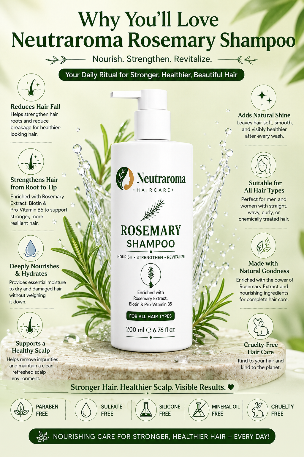 Neutraroma Rosemary Shampoo | Hair Fall Control & Scalp Nourishment | For All Hair Types | 200ml